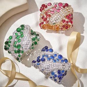 Designer Collection Style brede armbanden Bangle Women Lady Settings Diamond Red Blue Green kralen Originele editie