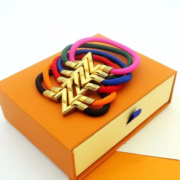 Designer Coloré Bracelet 18k Plaqué Or Bracelets Lettre Liant Élastique Main Corde Femmes Hommes Amoureux Bijoux Six Style