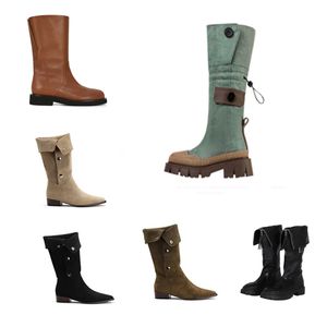 Botas de combate de diseñador Otoño Invierno zapatos cálidos para mujer denim azul ejército verde negro marrón botines botas al aire libre eur 36-40