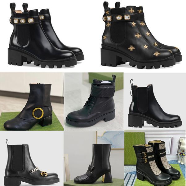 Designer Combat Bottes Femmes Classique Mode Antidérapant Grande Semelle Haute En Cuir Nylon Toile Combattant Moto Imprimé Animal En Métal Chaussures Hautes