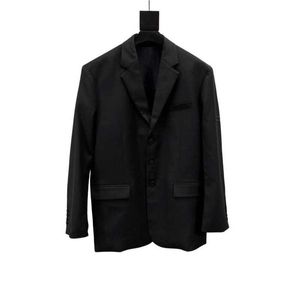 Version correcte du créateur 24FW de la famille B, tendance décontractée, coupe ample, costume minimaliste noir, pour hommes et femmes 0C8M