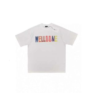 Ontwerper Correcte versie We11ddne Nieuw nummer Regenboogtape Letter Summer Fashion BR losse korte mouwen paar T-shirt