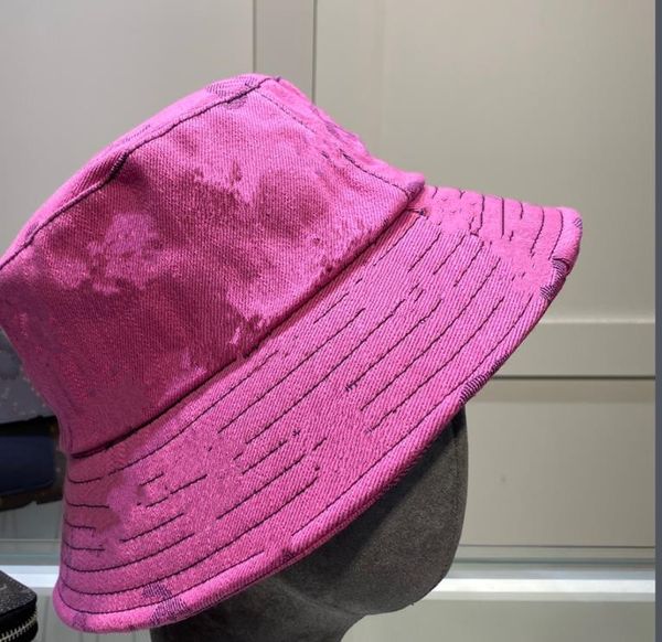 Designer Cotton Bucket Hat Cap for Women Fashion Grey Pink Beanie Casquettes Ladies Fisherman Hats Patchwork Haute Qualité Printemps Été Large Brim Sun Hats