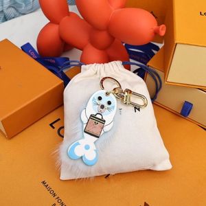 Designer Coulples Sunflower Key portefeuille Brand de luxe FAWN LION Hairball Sac à épaule BOTTES LUGGAGE PENDANT Brand Keychain Women Men 259W