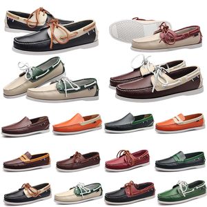 Mocasines de vaca de diseñador, zapatos informales de cuero genuino para hombre, mocasines suaves de primavera de talla grande 38-45, Tenis masculinos, zapatillas deportivas GAI 27