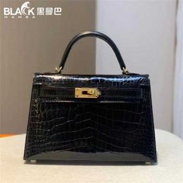 Sac à main en cuir de crocodile de créateur fait à la main 7A en peau de vache femmes brillant mini deuxième génération or noir miniQNKY pour femmes