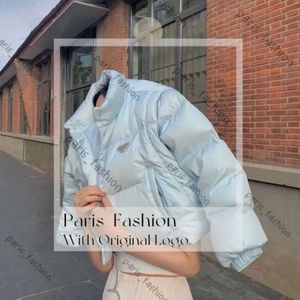 Designer recadrée doudoune pour les femmes léger Puffer col d'hiver Parkas mode veste courte style mince corset sur coupe-vent poche dame manteaux chauds S-L