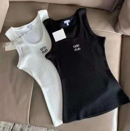 Designer Cropped Dames Singlet Tops Letter Gebreide Tanks Luxe Charmant Mouwloos Dieptepunt Tank Tops Merk Trui Camis Singlets Gebreid S M L 4 KLEUR