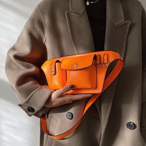 Designer Cross Body Waist bag Luxury Messenger bag pour femme Cartable sac à main Bretelles réglables porte-clés boucle magnétique couleur unie HBP