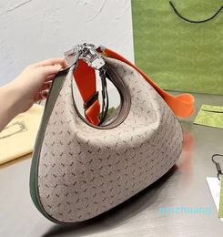 Designer -Crossbdoy Tassen Attache Schouder Handtas Tote Bags Patchwork Lederen Haaksluiting Rits Katoen Linnen Topkwaliteit Dames Half Moon Portemonnee Afneembare riem