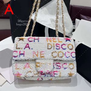 Sac à bandoulière de créateur Sac à rabat à paillettes de 20 cm 10a Miroir Masse Masse de mouton Ligne Chain Sac Fashion Banquet Banquet avec boîte LC582