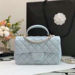 Bolso cruzado de diseñador Bolso de hombro de lujo 20 CM Bolso con solapa de cuero genuino Bolso con cadena de imitación delicado con caja YC033