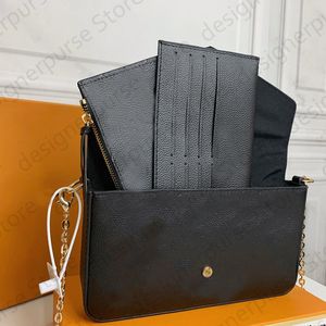 Sac à bandoulière design pour femme chaîne bourse Felicie pochette titulaire de la carte sacs à main de luxe fleurs portefeuille designer épaule portefeuille en cuir porte-monnaie 3 pcs / set