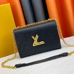 Designer crossbody tas met ketting Woman Twist Denim bags eather klein vierkant Designer tas Metalen lange V-vormige gesp Eenvoudige mode erg mooi gitt