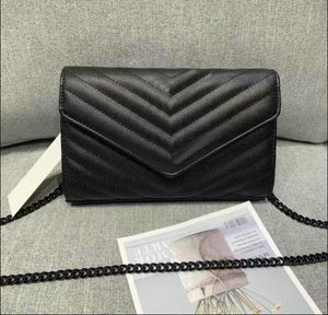 Designer Bandoulière Sacs à main en peau de mouton caviar métal or argent chaîne noire Sac à main de luxe en cuir Flip couverture diagonale Sacs à bandoulière 39010