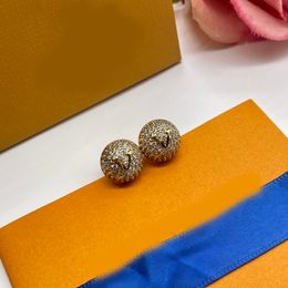 Designer Crystal Earrings Stud Luxury Ball Letter Oorringen Goud Verzilde roestvrijstalen Ear Stud Mode Joozerlry Wedding Party Gift Hoge kwaliteit Groothandel