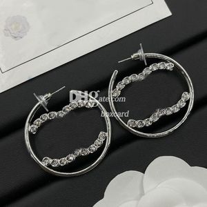 Designer Crystal Hoop Boucle d'oreille Dangler Charm Boucles d'oreilles en argent sterling Femmes Lettre Boucles d'oreilles avec boîte-cadeau