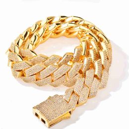 Designer Cuban Link Chain Chains Gold Cuban Link Chain For Men Micro Inlaied 4 Row Bling CZ Diamond 20 mm brede veergespic Iced Out Out Chains Necklace Designer Prong Rock