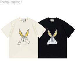 Designer Cucci T-shirt Guicc version haute GU Home Rabbit Year Limited Longue oreille de lapin tête lettre impression 260g pur coton T-shirt à manches courtes