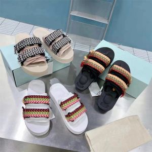 Designer Curb Slider Series Slippers Zomer comfortabele sandalen voor mannen Vrouwen Flat Leather Soft Wit Zwart Maat 35-45