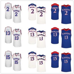 Diseñador de camisetas de baloncesto personalizadas College Kansas Jayhawks # 2 Charlie Moore Jersey # 13 Cheick Diallo # 15 Bud Stallworth Ed para hombre