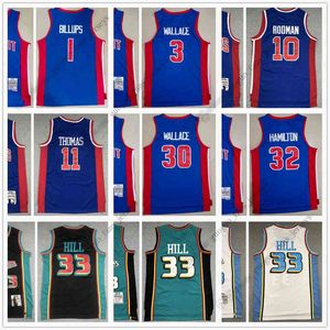 Designer Custom Basketball Jerseys Designer College Wears Retro Mitchell and Ness Jersey 1 Chauncey Billups 3 Ben Wallace 10 Dennis Rodman 11 Isiah Th