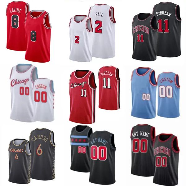 Maillots de basket-ball personnalisés pour hommes Maillot CHI Bull Alex 6 Caruso Lonzo Ball DeMar DeRozan Zach LaVine Patrick Williams Ayo Dosunmu Vucevic Coby White Dragic Jers