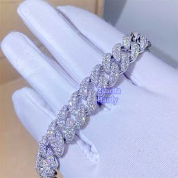 Ontwerper aangepaste hiphop sieraden 12 mm man Iced Out VVS Moissanite Diamond Cubaanse armband