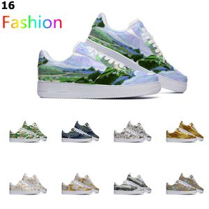 Designer personnalisé chaussures chaussures de course hommes femmes peint à la main mode hommes formateurs plats baskets de sport Color16