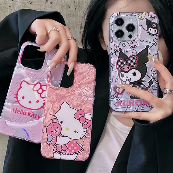 Étui de téléphone mignon de concepteur Cartoon Kitty Kuromi Case de téléphone portable pour iPhone 15Promax 15pro 15 14promax 14pro 14 13promax 13pro 13 12promax 12pro 12