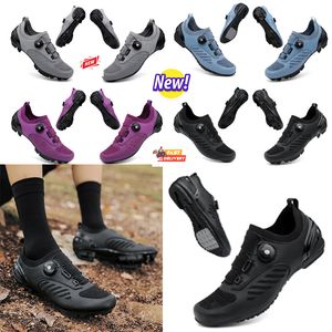 Designer Chaussures de cyclisme Hommes Sports Dirt Road Bike Shsdoes Plat Vitesse Cyclisme Baskets Appartements Chaussures de vélo de montagne SPD Crampons Chaussures 36-47 GAI