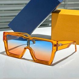 Cyclone Sunglasses Cyclone Z2415W Femmes Masque Masque Lunettes de soleil Cadre d'orange acétate contrasté Blue Gradient Lens UV400 RECTANGULAR MEN VERRES TOP qualité