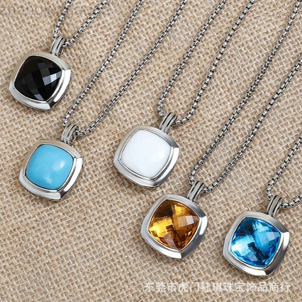 Câble populaire du créateur David Yuman Jewelry, grand pendentif carré de 20mm, accessoire de collier le plus vendu
