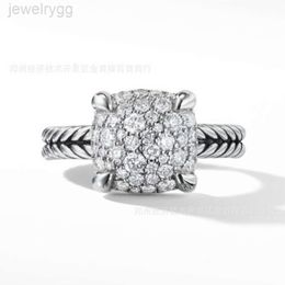 Designer David Yumans Yurma Jewelry 925 Siltling Silver Dense Set Zircon Ring Twisted Thread Womens Ring