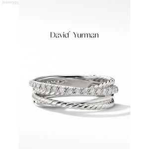 Designer David Yumans Yurma bijoux vente chaude article pur argent blanc géométrique incrusté croix bague en argent à bas prix