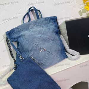 Designer Denim Sac à Dos Diamant Motif Gradient Denim Bag 22 Junk Hardware Boucle en Métal Matelasse Chaîne Sac à Main Cartable Deux Pièces Sacs de Voyage Boîte de Rangement 29x33c