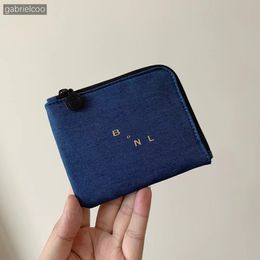 Designer Denim Blue Wallet Azure Small Sac de carte Classic Logo Imprimer à lèvres à lèvres à lèvres à lèvres à lèvres Sac de rangement carré