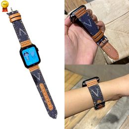 Designer Denim Canvas Lederen Horlogeband Voor iWatch Series 8 7 SE 6 5 4 3 2 Armband Band Voor Apple Watch Ultra 49mm 41mm 45mm 40mm 44mm