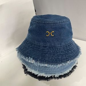 Designer Denim Chapeau Summer Washed Bucket Bob Caps Hip Hop Gorros Men Femmes pliables Brim Brim Protection sol