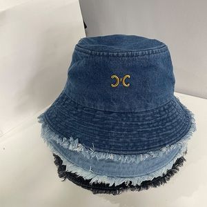 Designer denim hoed zomer gewassen emmer hoeden bob caps hiphop gorros mannen vrouwen damend brede riem zonbescherming hoed street mode luxe sport cap letter c emmer hoed