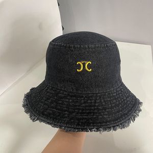 Diseñador sombrero de mezclilla sombreros de cubo lavado de verano hombres mujeres plegables ancho de protección solar