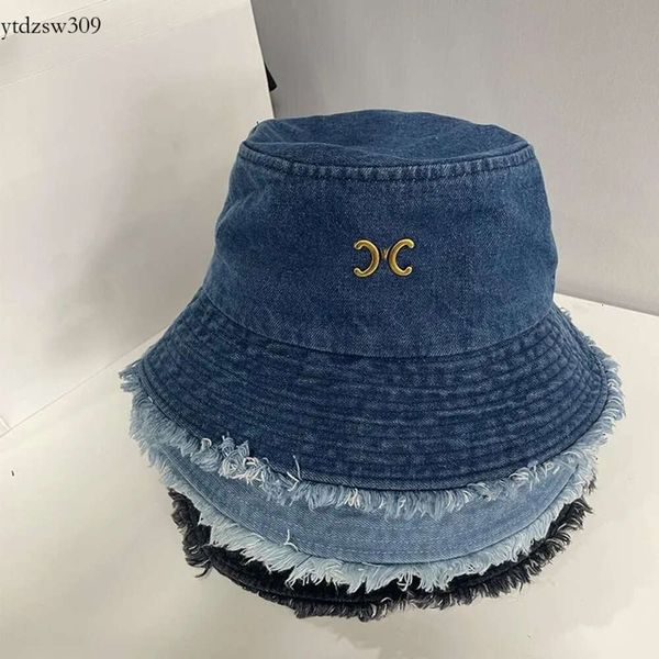 Designer Denim Hat Summer Washed Bucket Chapeaux Bob Caps Hip Hop Gorros Hommes Femmes Pliable Large Bord Protection Solaire Street Fashion Sport Cap Lettre C Bucket Hat