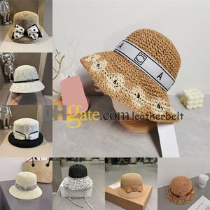 Chapeaux seau tissés en paille d'été pour femmes, chapeaux de pêcheur de luxe pour vacances en plein air, chapeau de soleil respirant avec lettres imprimées