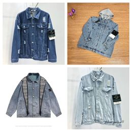 veste en jean de créateur vestes en pierre de haute qualité badge d'épaule perforé et détachable robuste blazer de travail en denim à capuche neutre décontracté île mode taille supérieure