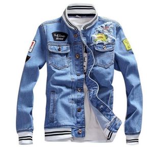 Designer Denim Vestes Men de haute qualité Broderie Denim Mens Mens Motorbike Trendy Tops Chaqueta Hombre Blue Jean Outwear Handsome Men's Vestes Taille S-5XL