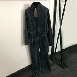 Designer denim jumpsuit voor dames klassieke vintage bodysuit jeans meisje high street rompertjes kleding