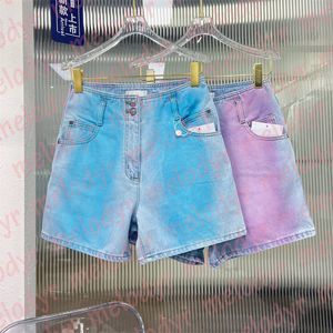 Designer denim broek mode kleurverloop korte jeans brief print shorts voor dames zomer hoge taille jeans met wijde pijpen