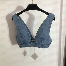 Designer Denim Gilet Débardeur Pour Femmes Métal Creux Badge Sling Gilets Cool Filles High Street Hiphop Débardeurs Tops