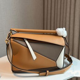 Sac géométrique en cuir véritable sac messager à bandoulière unique de haute qualité couture couleur couture bosse sac Portable pour femmes sac à bague de mode
