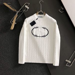 Ontwerper ontworpen voor dames trui met ronde hals, zwart-witte letterprint, trui met twist cartoon jacquard gebreide casual top met ronde hals, letter